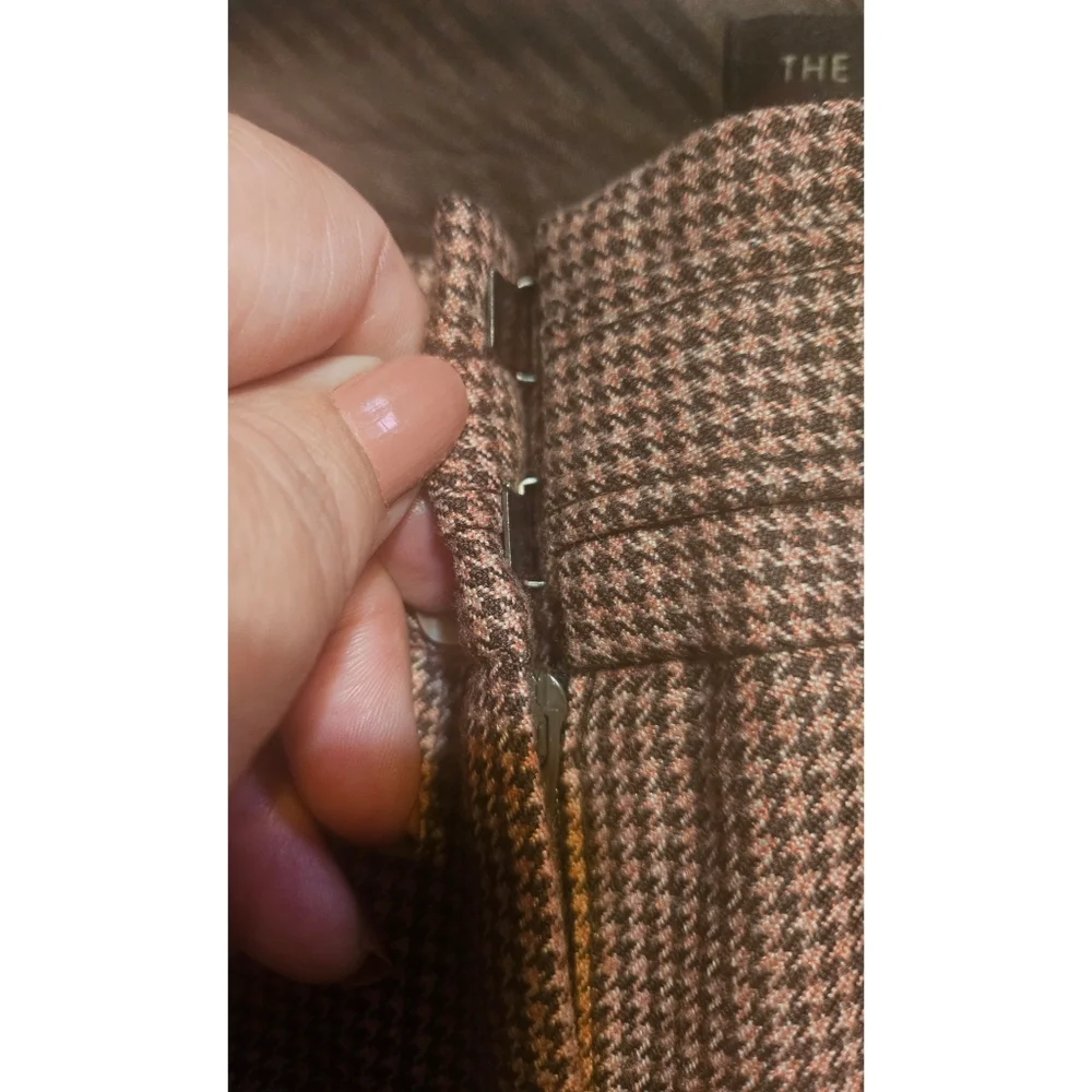 The Limited Brown Microcheck Straight-Leg Trousers